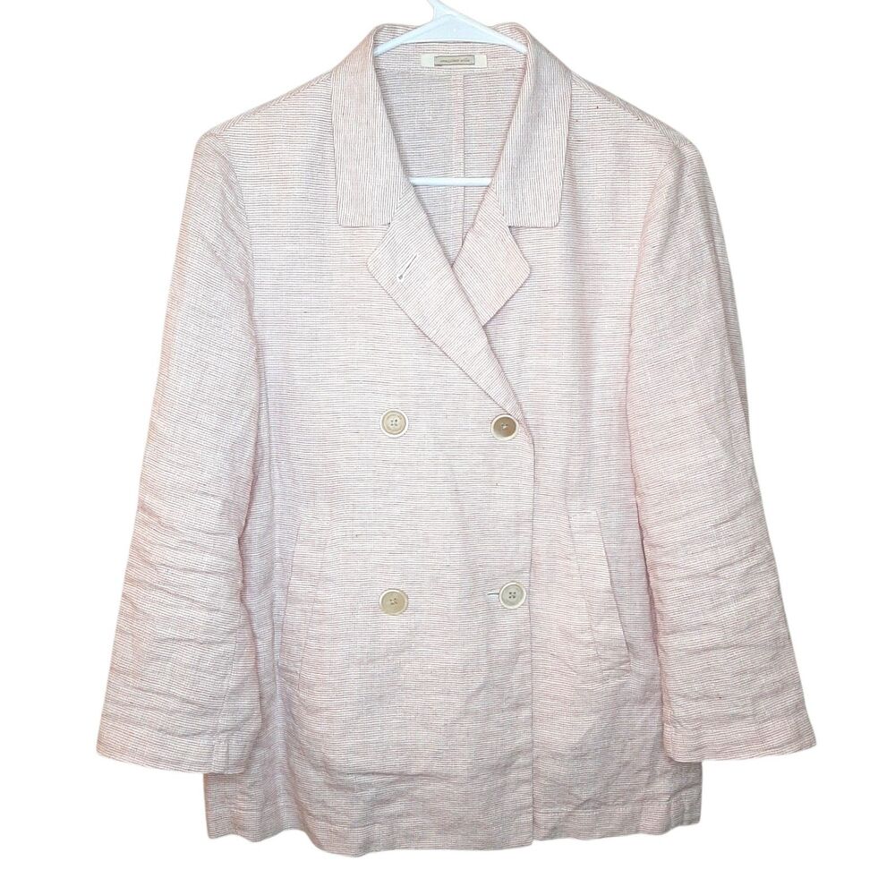 Massimo Alba Blazer Light Pink Women Size L Double Breasted 100% Linen Pockets